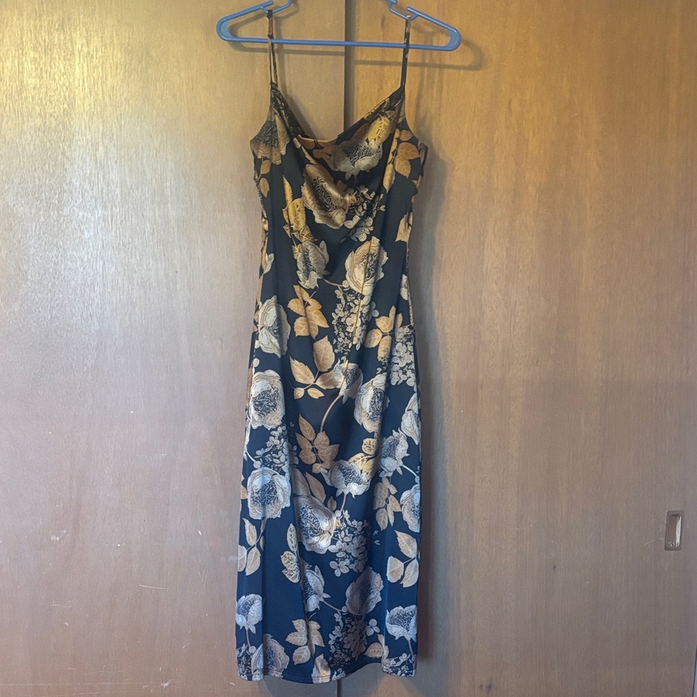 Floral Black and Gold Women's Dress